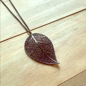 Simple Bronze Leaf Necklace with Unique Design